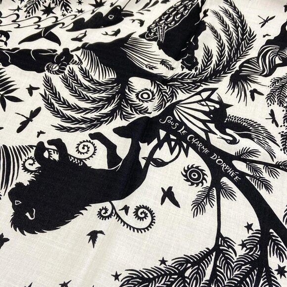 HERMES Carrejean/Shawl Carre Brown Noir (white) Black Silk - Picture 3 of 7